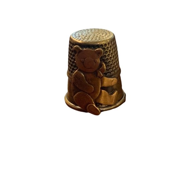 Other Metal 1 Gold Thimble With Metal Teddy Bear Poshmark